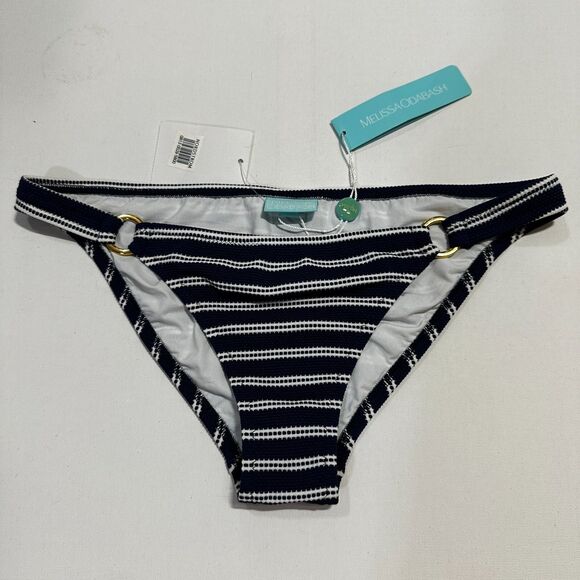 Melissa Odabash Other - NWT Melissa Odabash Bikini Bottom Swim 6 Small Blue White Striped Gold Rings
